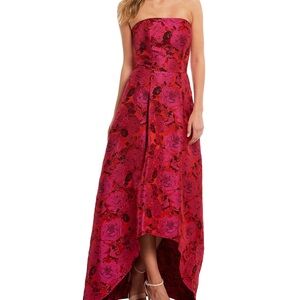 NWT! Laundry by Shelli Segal Floral Jacquard High Low Gown